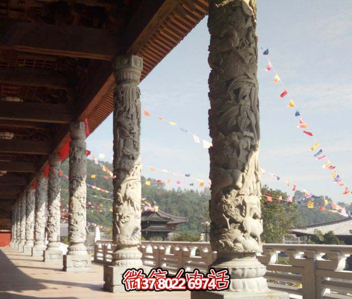 傳承古典藝術，精美石雕龍柱漢白玉浮雕