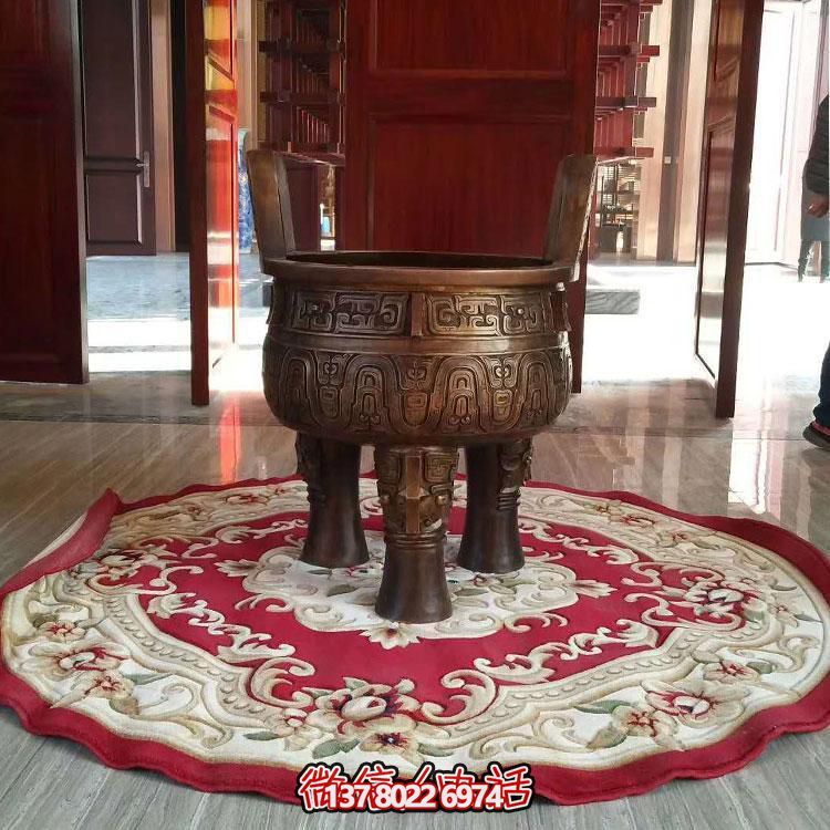 純銅鼎仿古香爐擺件，圓潤家居裝飾