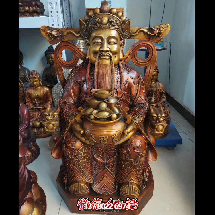 家用純銅鍛造財(cái)神爺?shù)袼堋?cái)源滾滾，祝福財(cái)運(yùn)永久