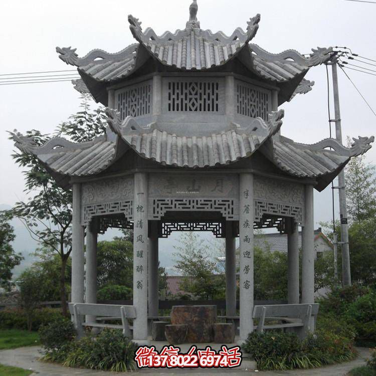 仿古青石涼亭，美觀大方，雕塑精美