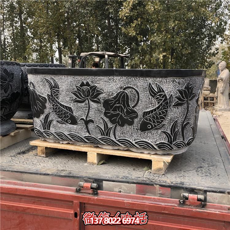 精美青石雕刻橢圓花盆，打造完美庭院戶(hù)外環(huán)境