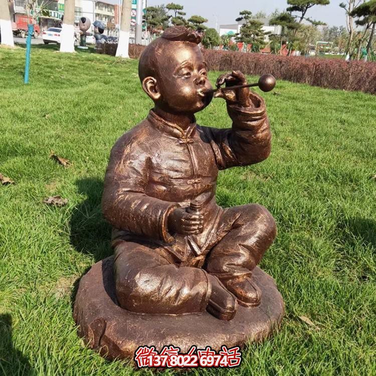戶(hù)外公園仿銅玻璃鋼泡泡人物雕塑