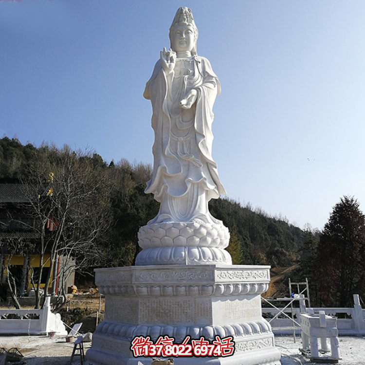 觀音佛像，漢白玉滴水觀音石雕石像